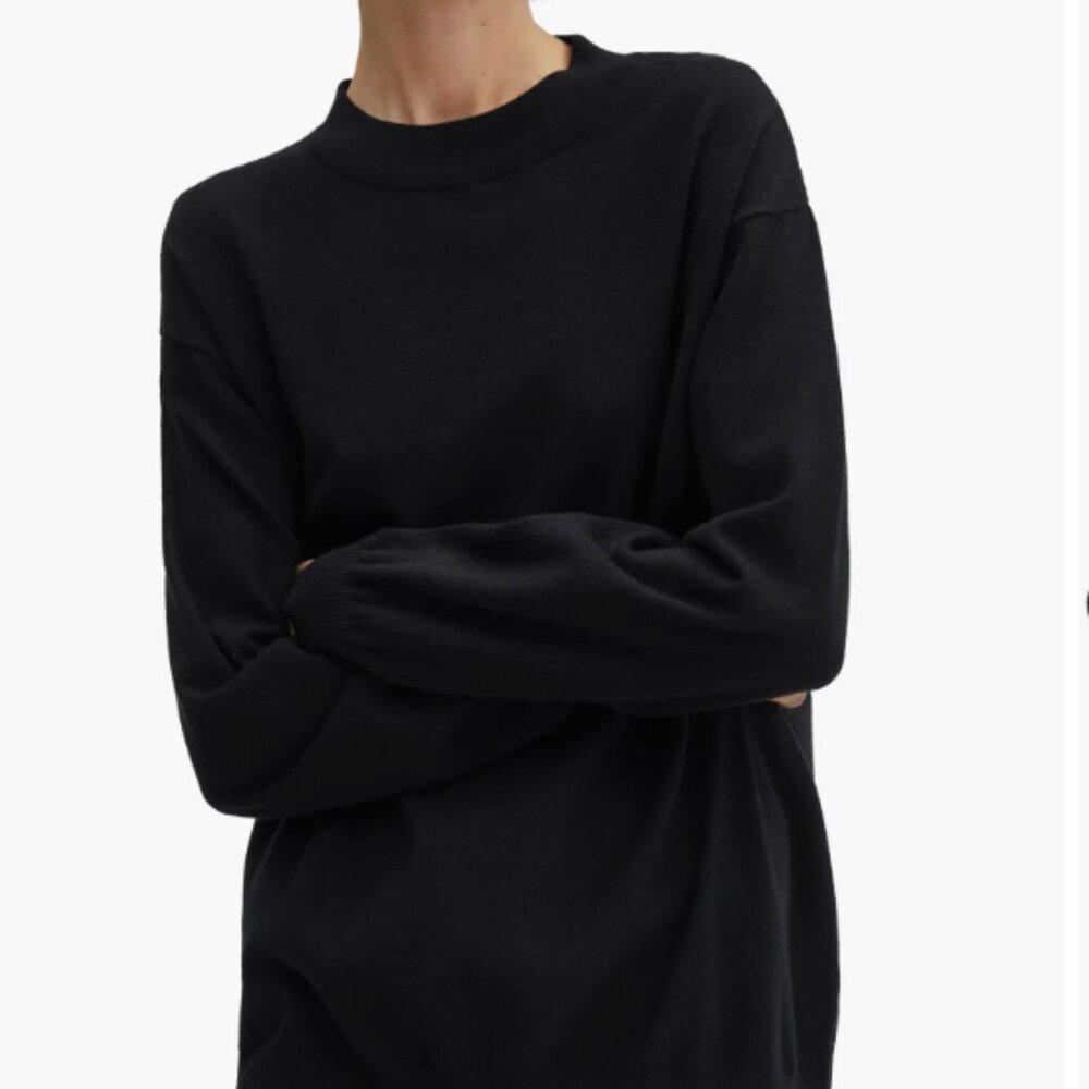 MANGO Mock Neck Sweater in Black